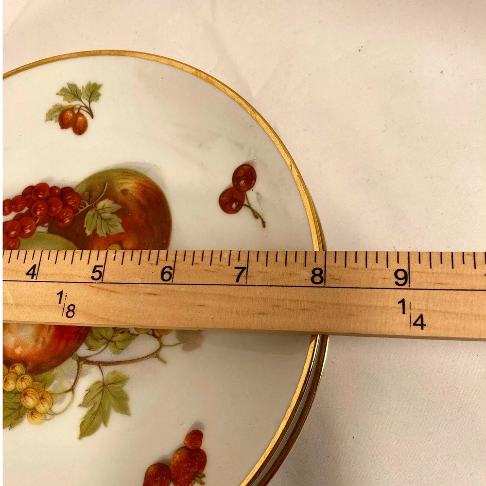 Debra Bavaria Germany Fruit‎ Nut Porcelain Plates Set of 4 Gold Rim 8.25 inch
